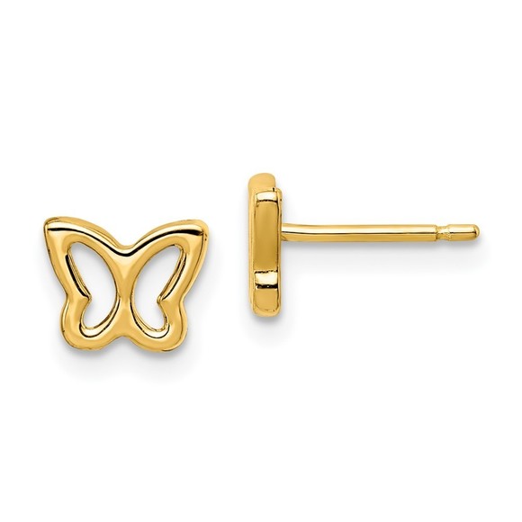 14k Yellow Gold Madi K Children's Jewelry Cut-out Butterfly Post Earrings